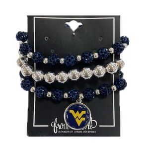 West Virginia University Amanda Stacked Crystal Bracelet Set, 3 Piece, NWT